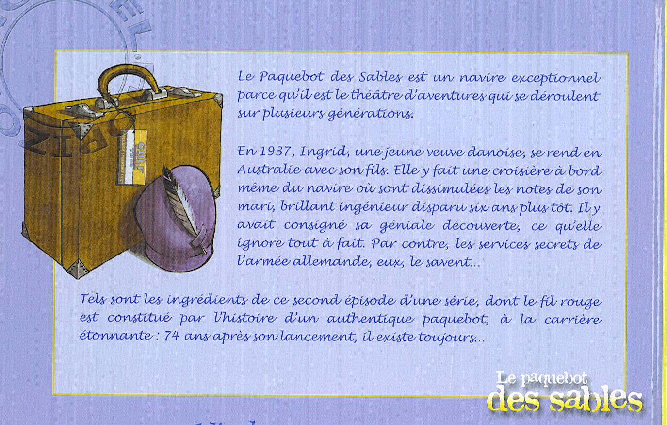 La quatrième de couverture du tome 2 du Paquebot des sables