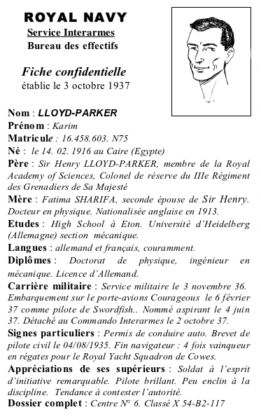 Fiche militaire de Karim