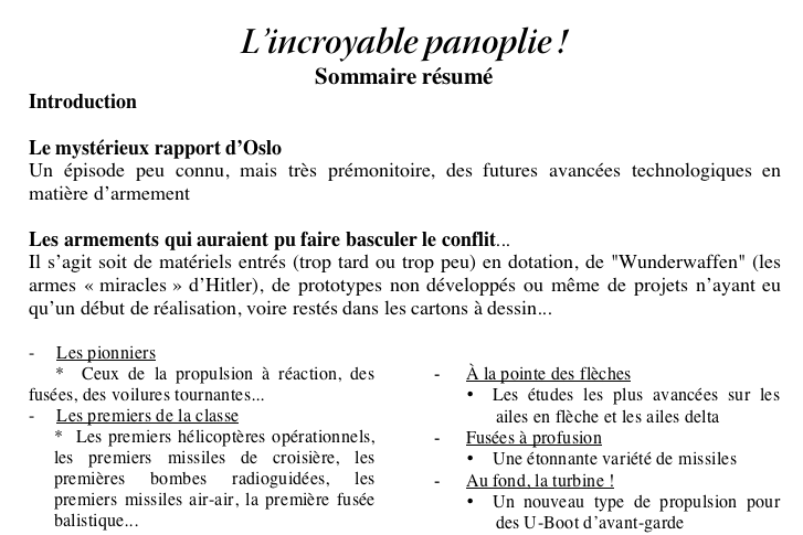Sommaire résumé de L'incroyable panoplie