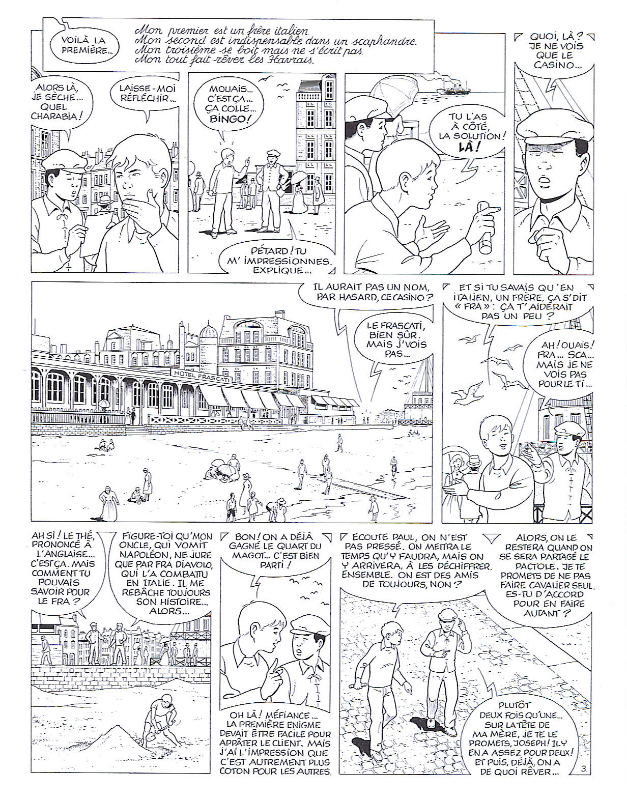 Planche N° 3 de Frank Brichau pour l'album des Paquebots de feu
