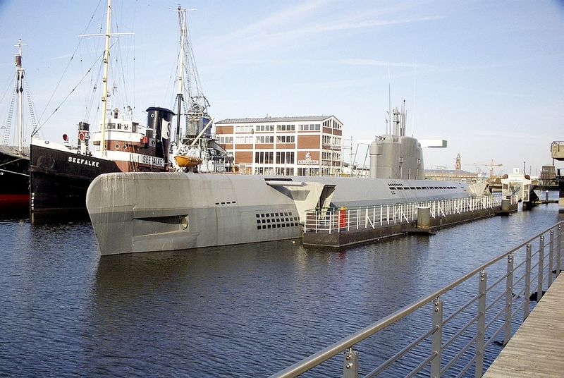Photo d'un sous-marin type XXI, l'ex U-Boot 2540,  toujours visible à Bremerhaven