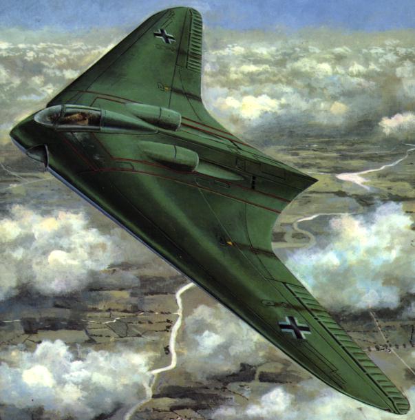 Dessin d'une aile volante conçue par les frères Horten pour la Luftwaffe