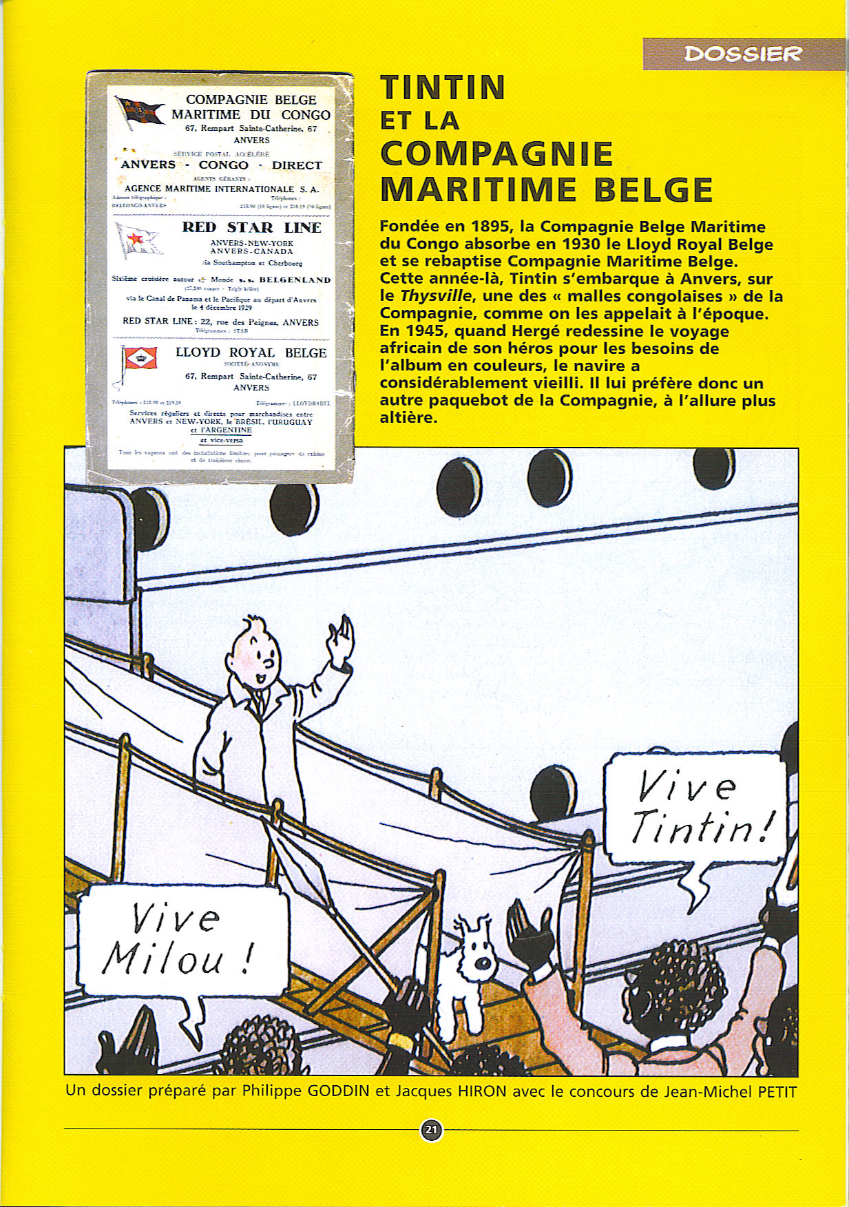 Un article publié dans la revue des Amis de Hergé
